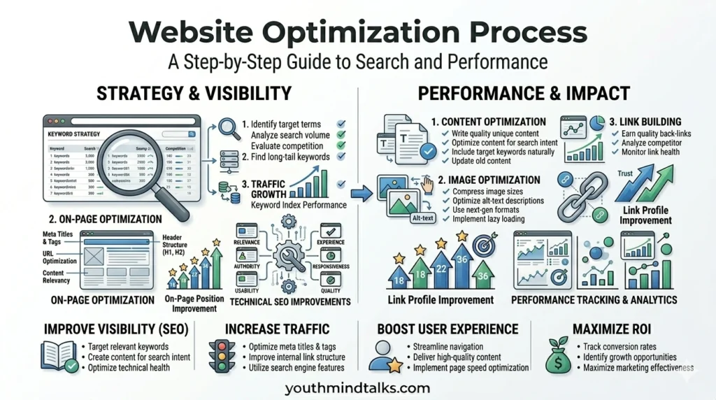 website optimization process infographic for SEO