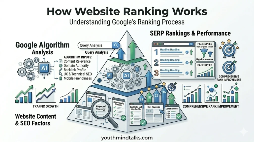 how website ranking works in Google search infographic